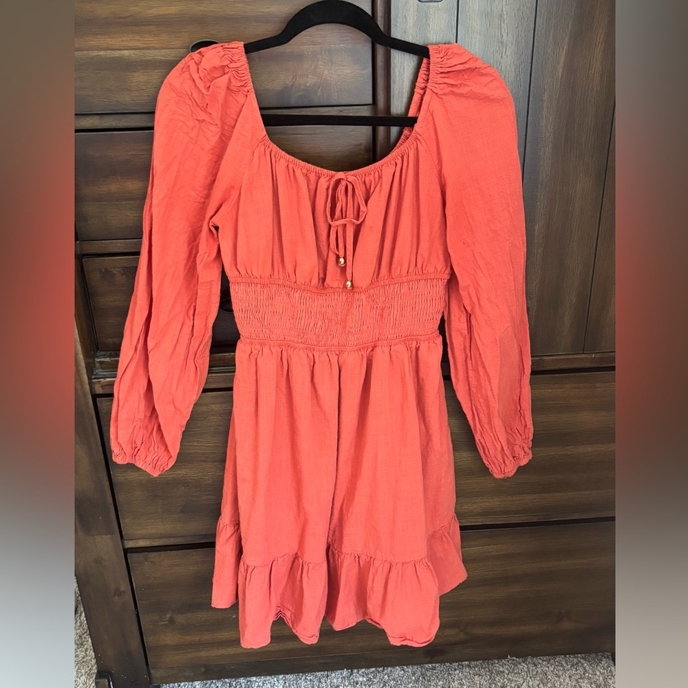 Coral Long Sleeve Dress
